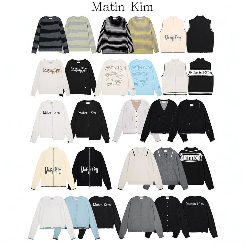 Early autumn cross-border Korean MatinKim knitted printed long-sleeve cardigan with embroidered chest detail and button closure Early autumn cross-border Korean MatinKim knitted printed long-sleeve cardigan with embroidered chest detail and button closure