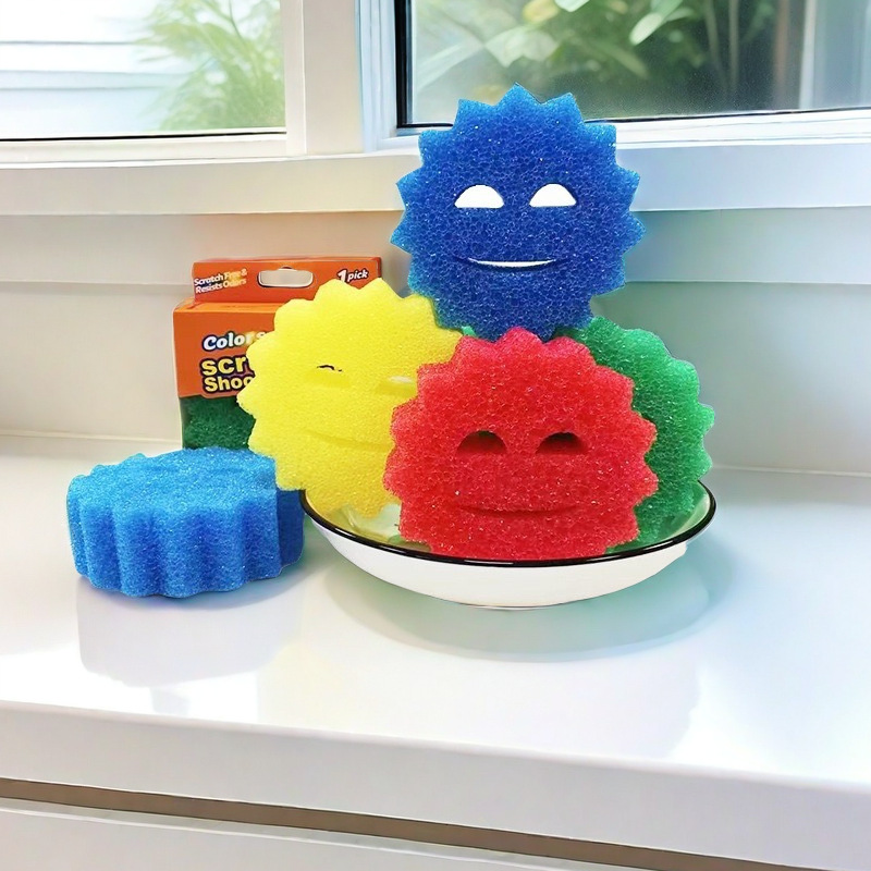 Esponja de cara sonriente de papá estadounidense Esponja de temperatura cálida Esponja de limpieza de platos de panal de abejas