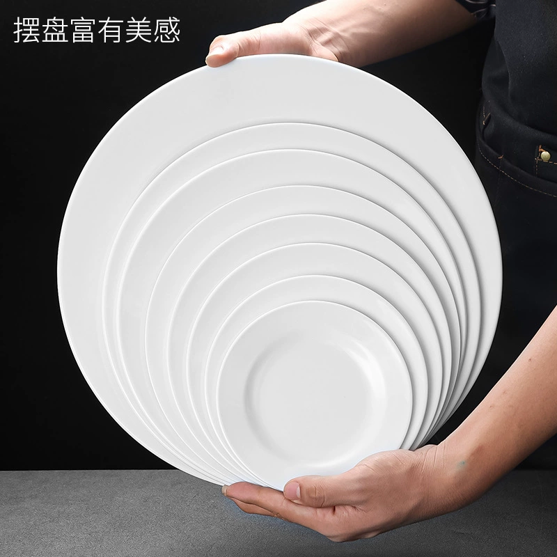 Yongsheng белая диск-тарелка посуда — пластик-imitation porcelain блюда; плоские и неглубокие диски размером 5–18 дюймов для буфета