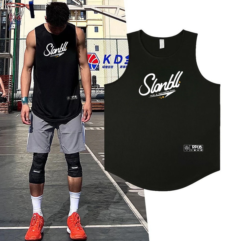 American Basketball Uniform Vest Men's Sleeveless Sports Jersey Top Training Team Uniform Loose Quick-Drying Mesh Breathable