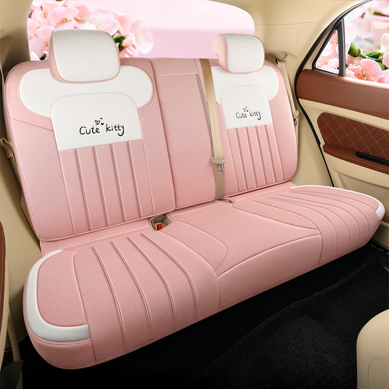 Four Seasons Universal Euler Good Cat Special Linen Car Seat Cover Full Cushion Cute Cartoon Women Cushion Cover
