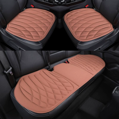 Four Seasons Pad — summer breathable three-piece set, non-slip - brown-seaweed-car-soft-seat-cushion-single-seat-cushion-5048