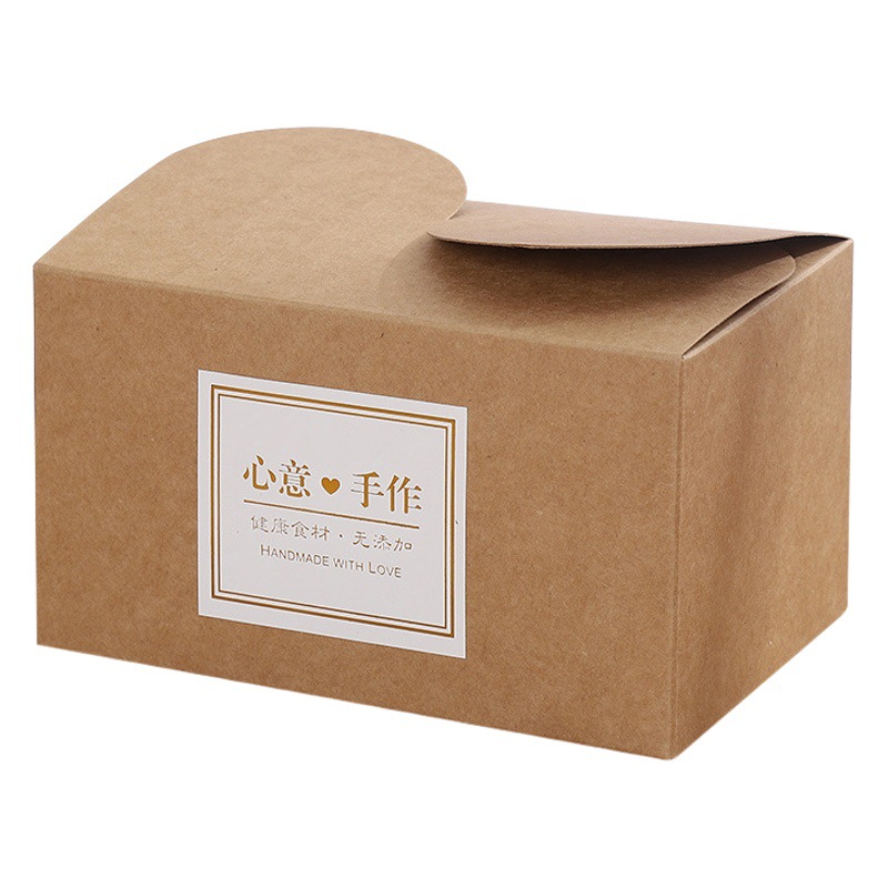 Simple par plegable caja de pastelería de color caqui tarjeta blanca papel kraft turrón caramelo galleta caja de internet celebridad caja de embalaje de alimentos