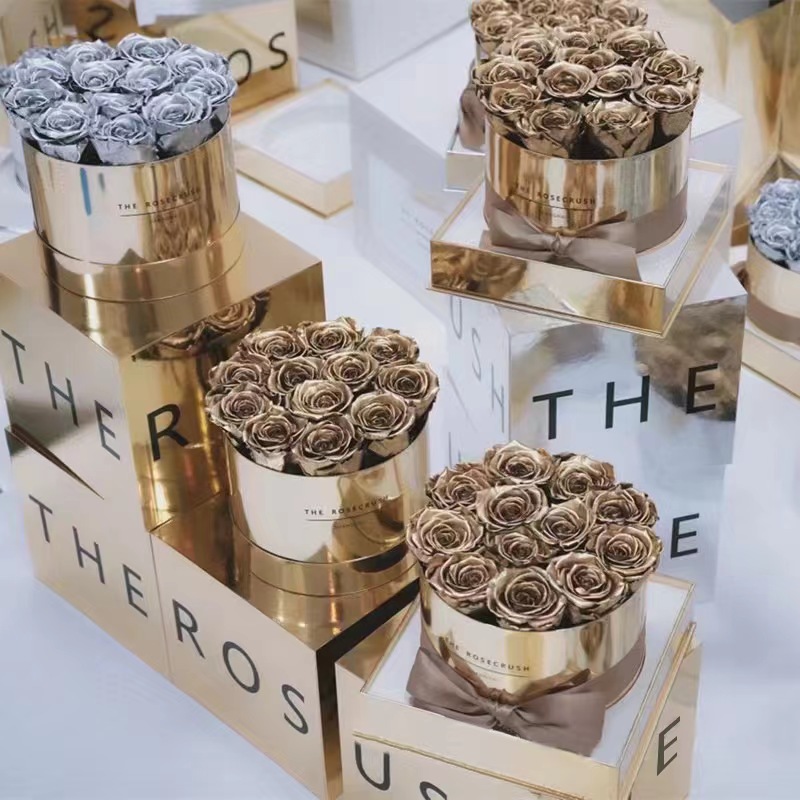 Espejo de plata ronda monopolio abrazo cubo flor eterna Oro Plata abrazo cubo flor eterna al por mayor