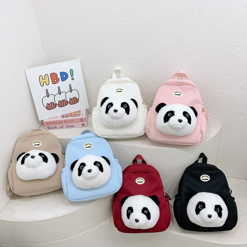 Escuela de jardín de infantes escuela primaria mochila de dibujos animados lindo panda macho y hembra mochila 2025 nueva moda de mochila para niños