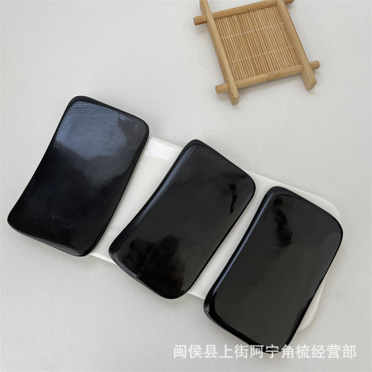 Black Buffalo Horn Gua Sha Board Guā Shā Bǎn Four-Square Wave Scraping Plate Beauty Wellness Tool key features