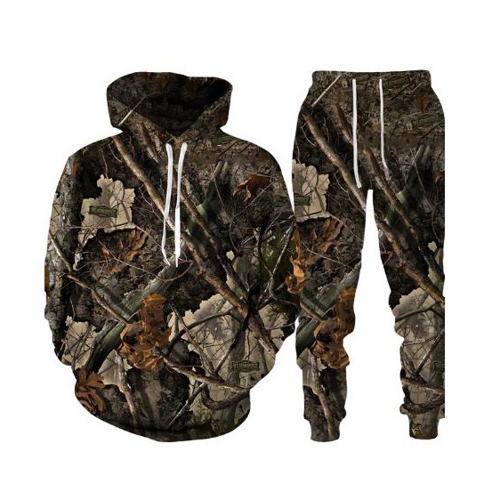 Pantaloni con cappuccio da uomo da campeggio da pesca stampati in 3D, set casual_voghion.com