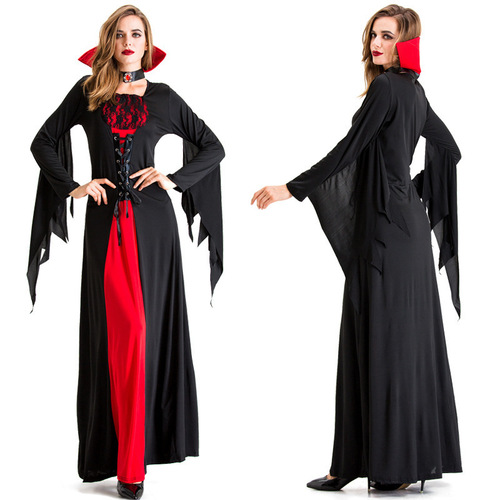 New Halloween Demon Vampire Ghost Bride Death Witch Costume Retro Court Stage Costume