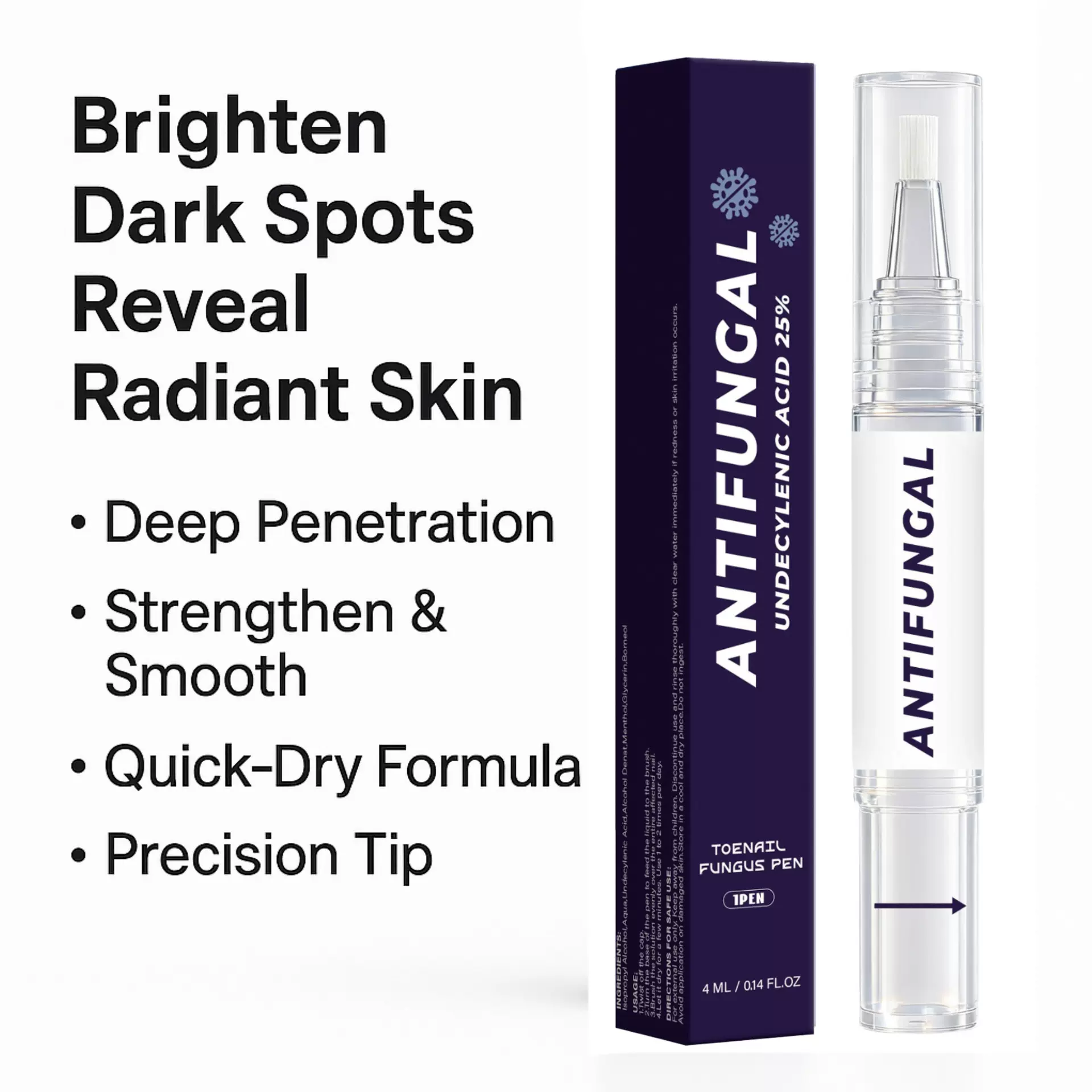 跨境新品脚趾甲真菌笔4ml舒缓修护甲沟亮甲增厚软甲足部护理液