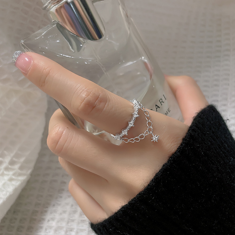 Women'S Gender Inlay Design Simple Style Star Copper Inlay Zircon Charm Ring