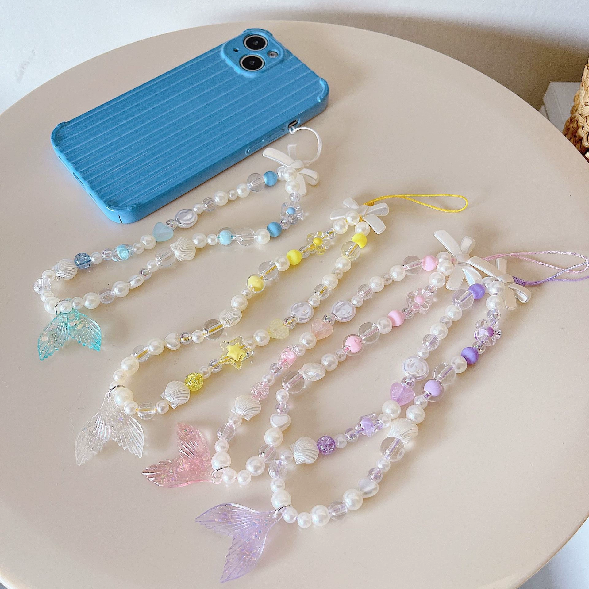 Корейская цепочка для мобильных телефонов Рыбий хвост Бусиновая цепочка короткий браслет новый лук для мобильного телефона чехол для ремешка для предотвращения потери подвески