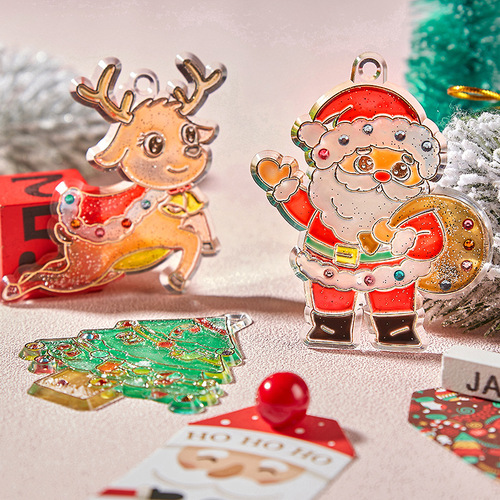Bake-free glue painting children's toys girls handmade diy castle coloring painting materials baked painting crystal Christmas