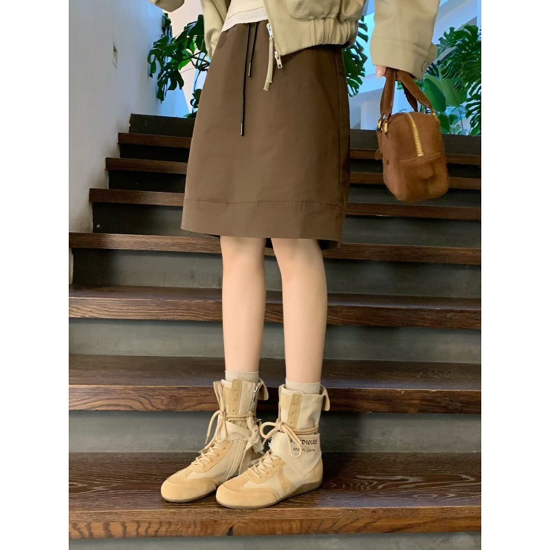 牛皮~增高4cm马丁靴女厚底短靴废土风三角巾绑带德训鞋休闲拳击靴|undefined