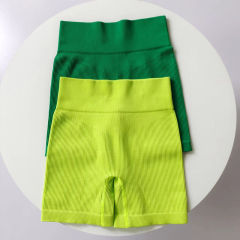 外貿原單高腰提臀運動三分瑜伽褲高彈透氣跑步短褲戶外騎行速干