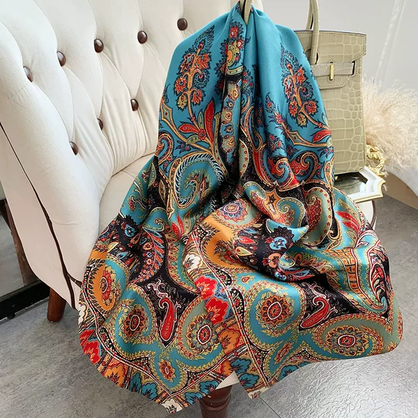 Hangzhou silk high-end mulberry silk scarf women's spring and autumn versatile fashion silk scarf 110 large square scarf shawl