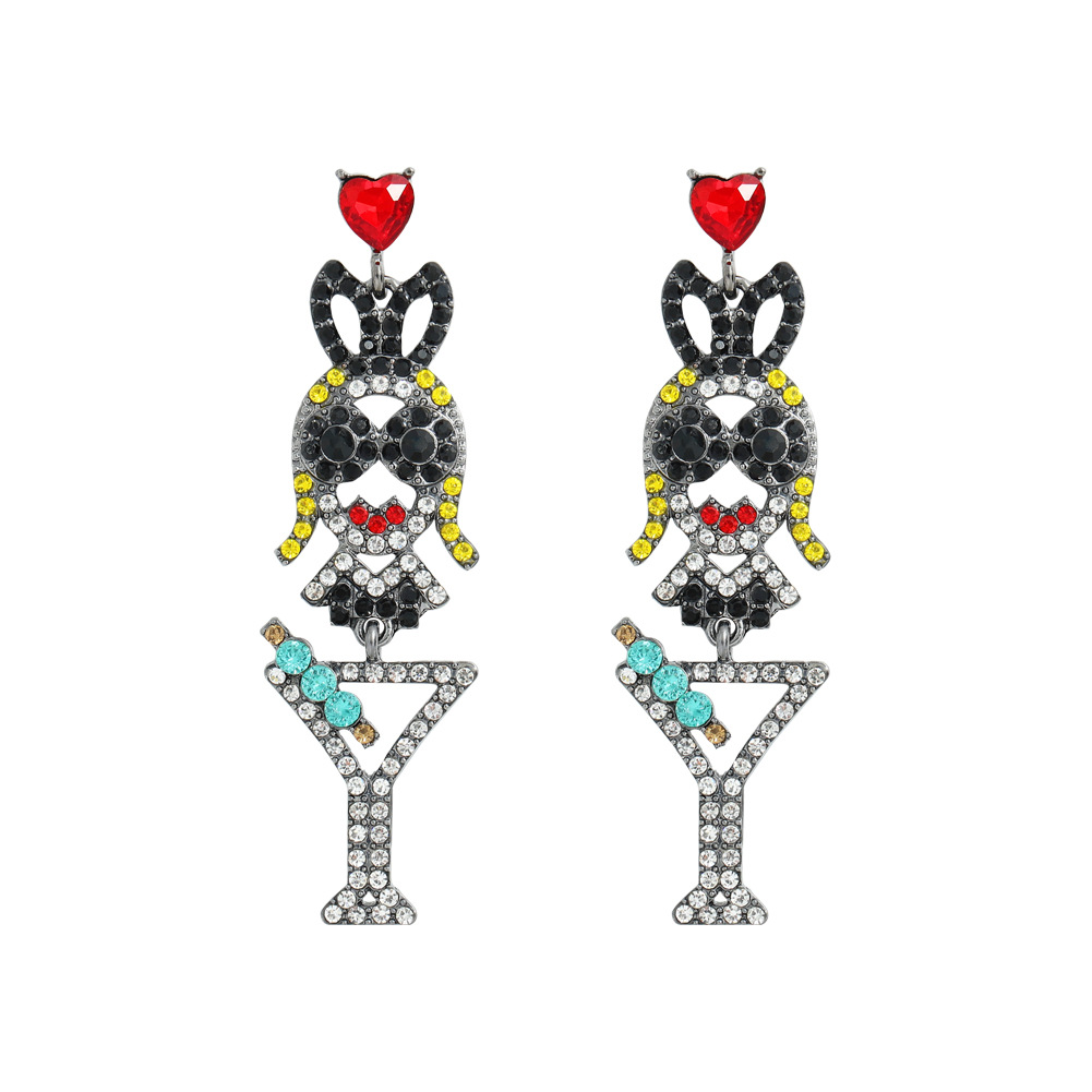 Boucle D&#39;oreille En Diamant En Alliage Long Mignon De Bande Dessinée display picture 10