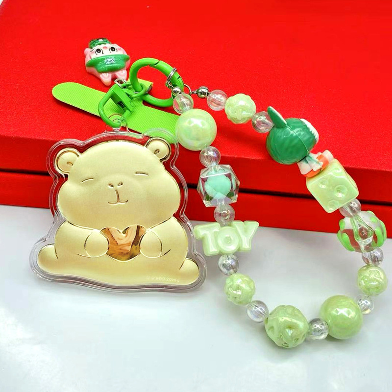 純金 999 ラブブ携帯電話チェーンゴールドラブブ漫画キャラクターバッグペンダントキーホルダーペンダントギフト|undefined