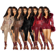 HR25068 欧美时尚女装 烫金料弹力包臀短裤七分裤女（一口价）