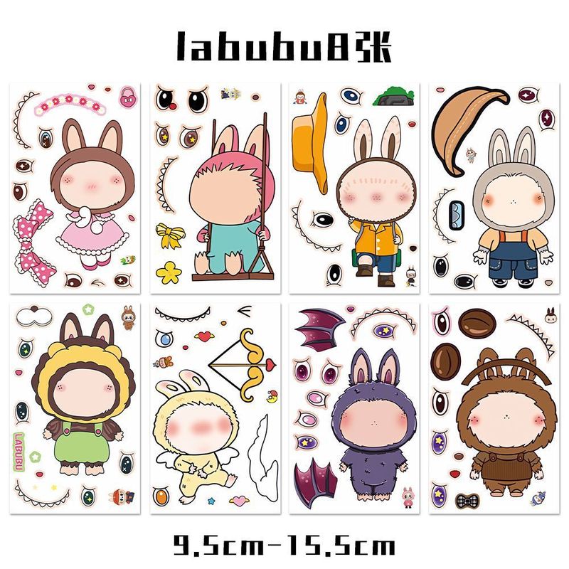 【オリジナル】ラブブステッカー170枚、パズルドレスアップステッカー、バブルマート周辺機器、携帯電話・パソコンステッカー|undefined