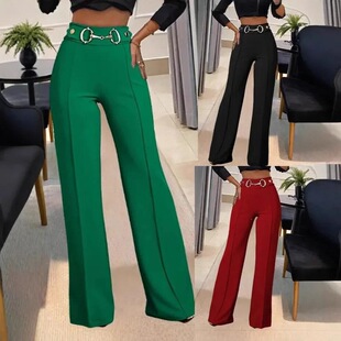 F 49846 High Waist Metal Button Pants ����ֱͲѝ
