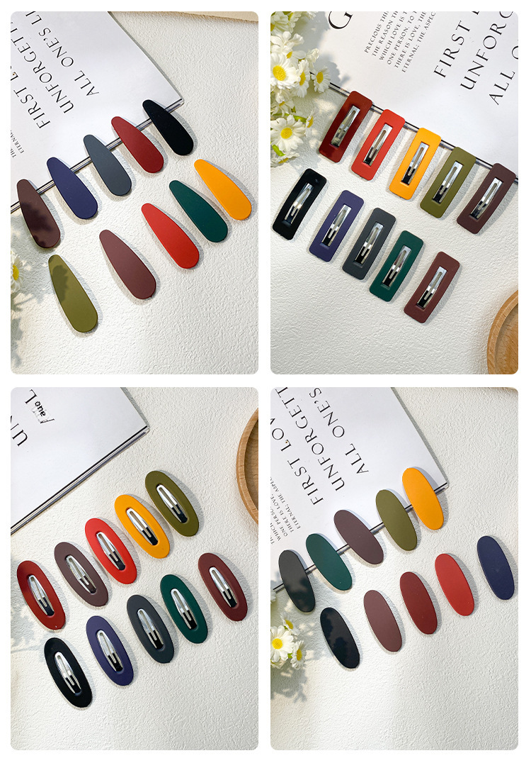 Haarspangen Im Koreanischen Stil Einfache Matte Ovale Bb Clips_voghion.com