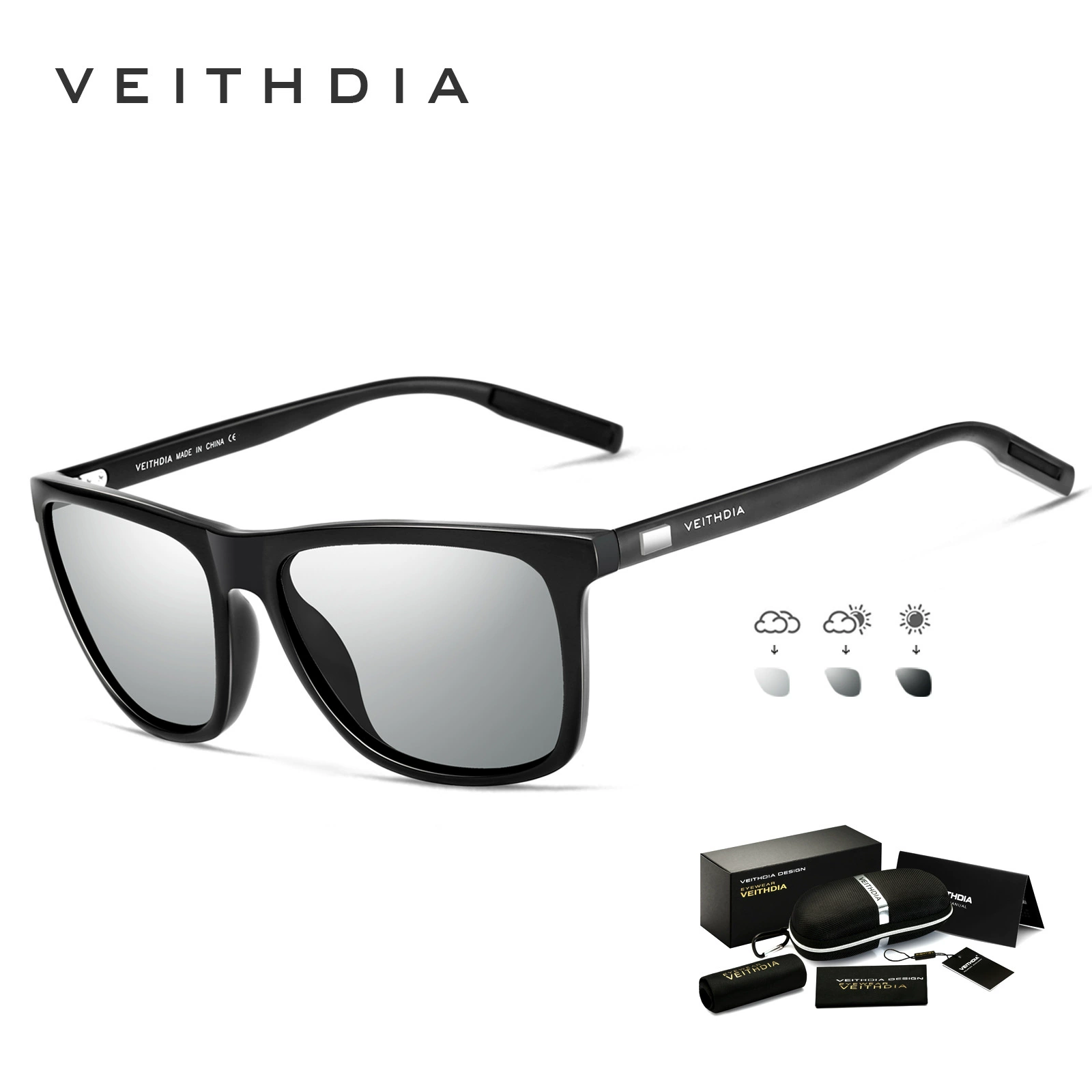 Sunglasses (VEITHDIA) Square Frame, Unisex, UV Protection, Multiple Frame & Lens Options