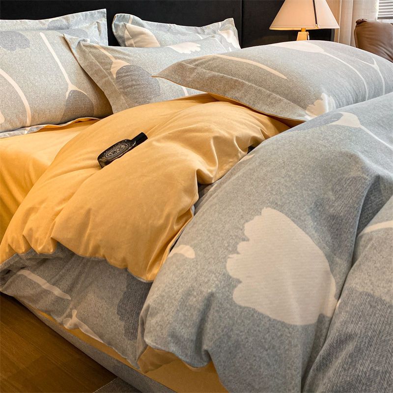 Blue rice - chinese tea white + gray (thick pure cotton brushed/sleeping naked grade)