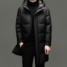 品牌男式休闲90白鸭绒立领连帽可脱卸羽绒服冬季长款加厚休闲外套