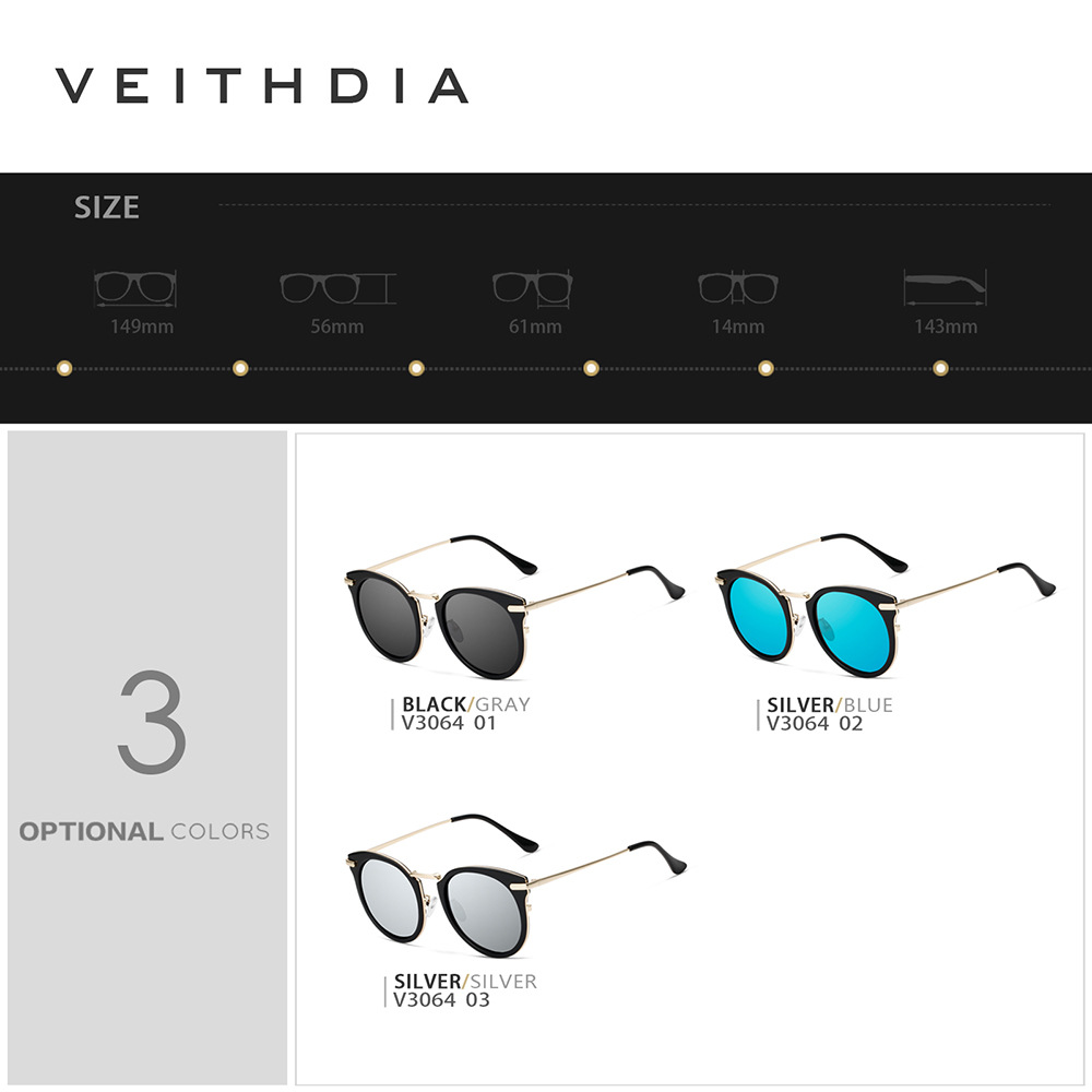 Moda de las mujeres ronda polarizada protección UV TR90 doble círculo ojo gato Gafas Sol 2022 nuevo en stock 3064