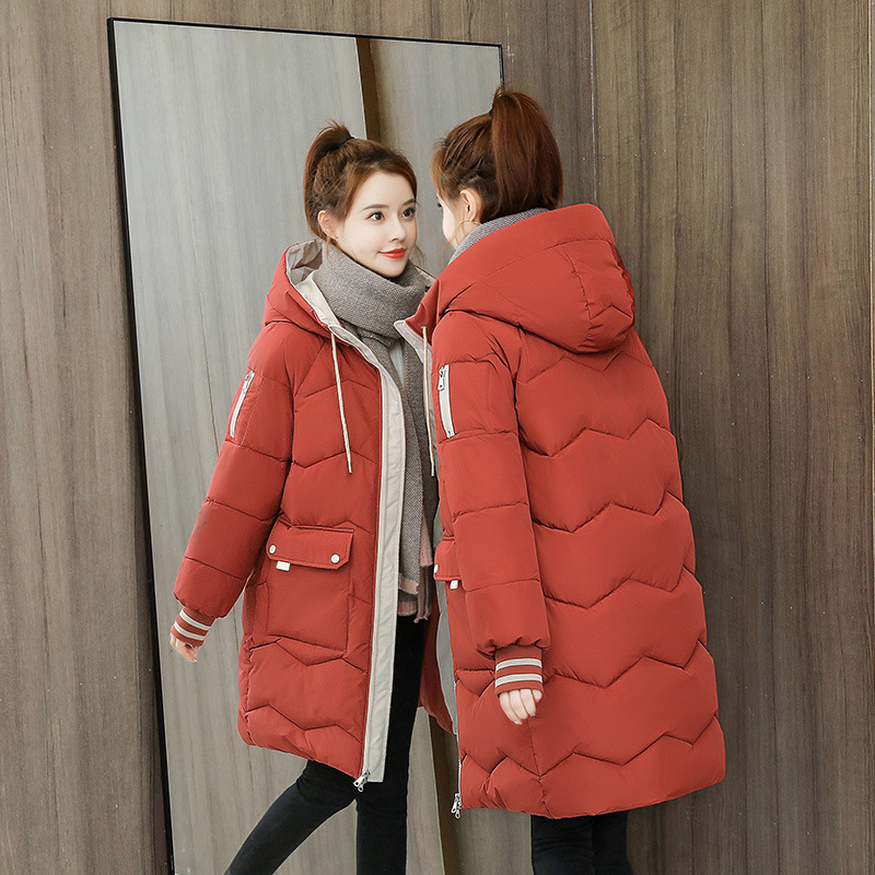 Comercio transfronterizo Abrigo de algodón relleno de plumón Ropa de invierno para mujer Nueva chaqueta acolchada de estilo coreano, holgada, de longitud media y gruesa