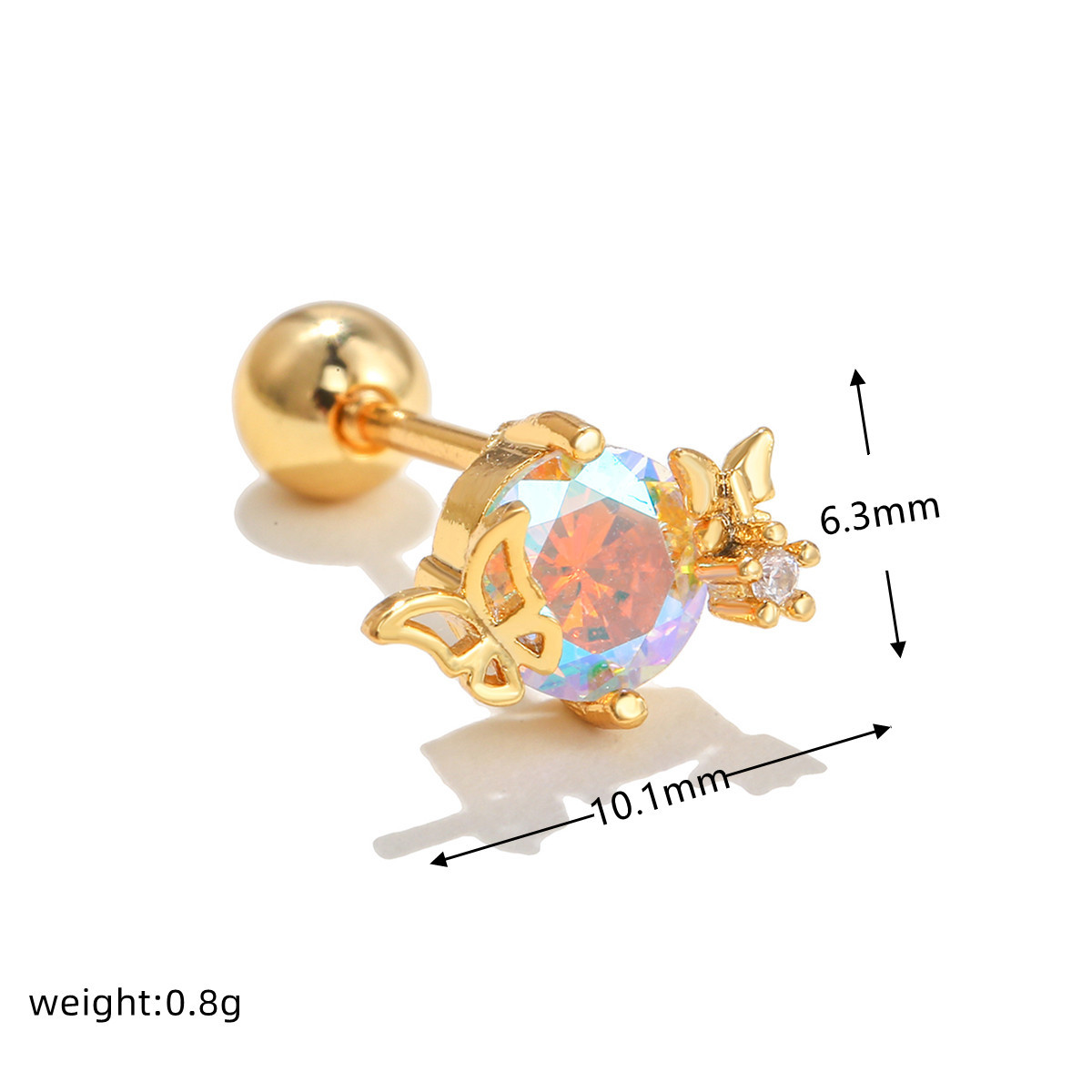 Sweet Flower Brass Inlay Zircon Earrings 1 Piece