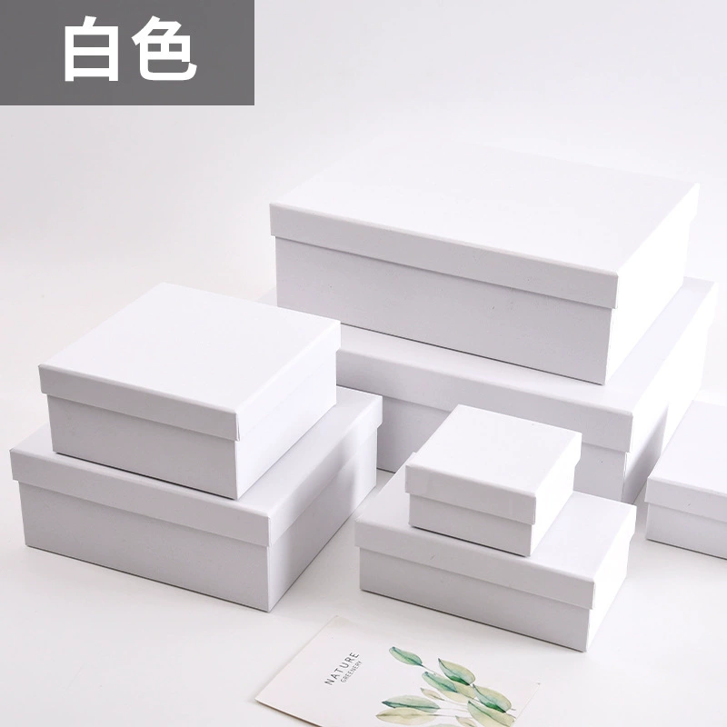 Gift Box, Premium Rigid Cardboard, White/Orange/Red, Multiple Sizes 9–33 cm