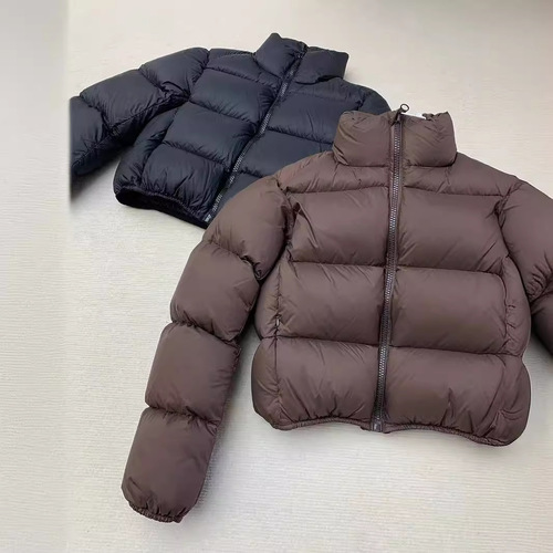 Women's stylish fashion cotton puffer jacket, autumn and winter high-end small silhouette bread coat, pure color short sleeve outerwear
