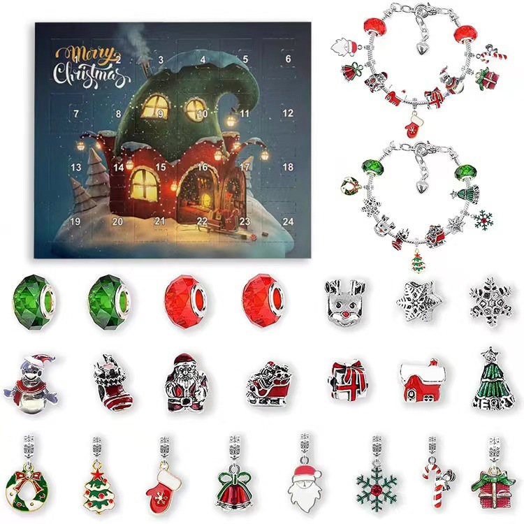 アマゾン热い贩売クリスマス降临フェスティバル24グリッドカレンダーカウントダウンdiy子供ブレスレット惊きブラインドボックスゴールデンセット|undefined