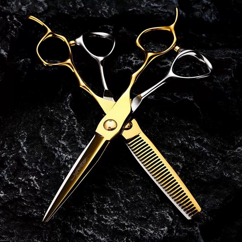 GK-15 6寸美发剪刀批发 半金色 牙剪 平剪 刘海剪刀 发型师剪刀