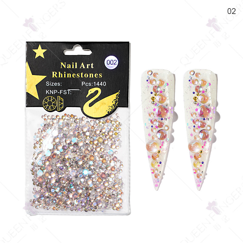 Nueva belleza de uñas color mágico perlas de peces humanos Aurora color caramelo cristal 1440 DIY uñas de cristal decorativo diamante Accesorios