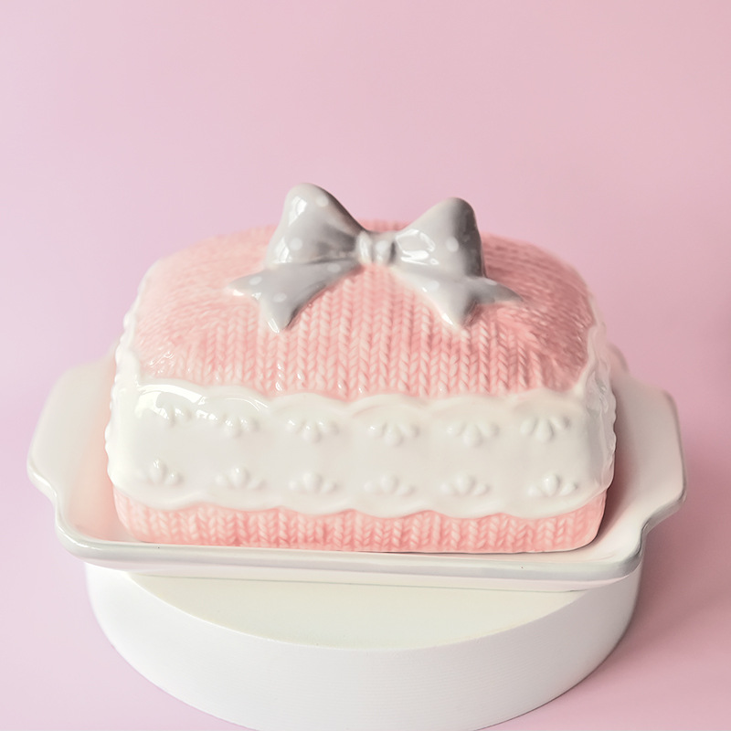 Americana creativa Rosa cerámica plato de mantequilla decoración merienda plato postre ins estilo vajilla comida occidental mobiliario