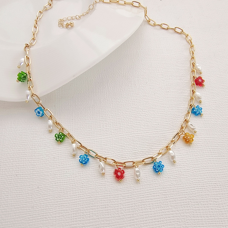 Fashion Flower Alloy Pearl Plating Choker