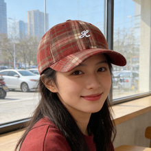 复古格纹棒球帽女款防晒帽子夏季高级感遮阳帽潮牌显脸小鸭舌帽子