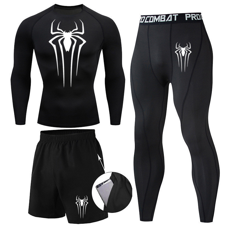 Men's Quick Drying Three Piece Sports Set For Running Training_voghion.com