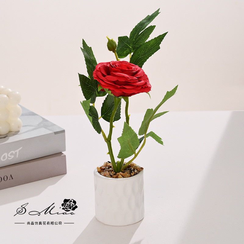 flores falsas estilo pastoral camellia pequeña flor de simulación bonsai flor de moda decoración creativa plantación verde artificial simulación maceta image 3