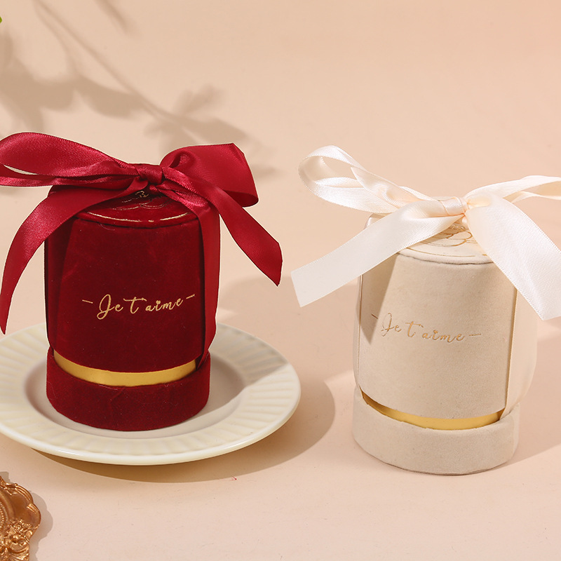 山茶花迷你婚礼伴手礼礼盒结婚七夕圆筒喜糖盒子红色礼品礼物空盒