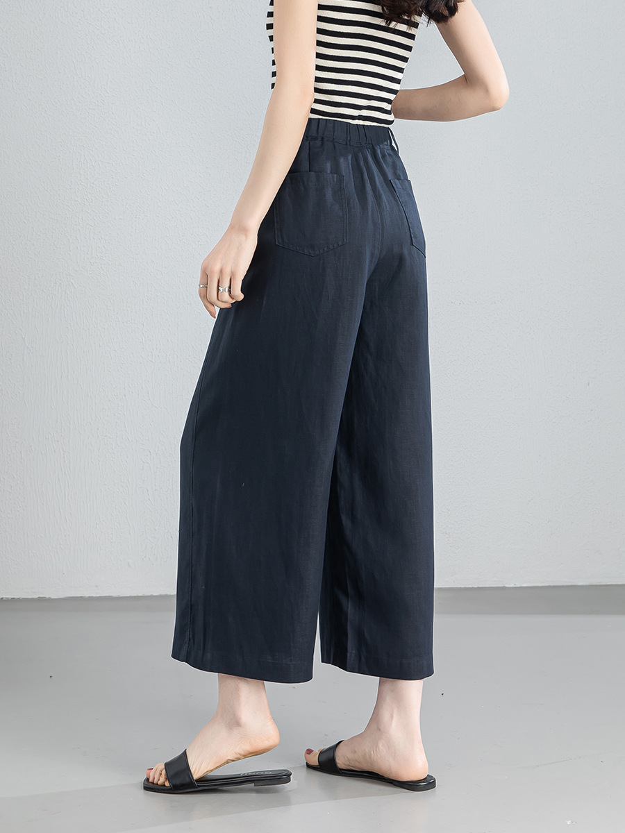 Quần culottes nữ ống rộng dáng suông chất liệu linen phối tencel mùa hè — Màu sắc