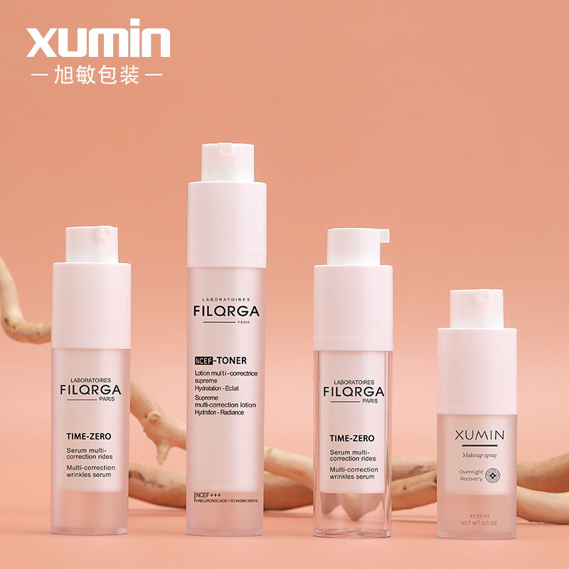 XUMIN en Existencia: Botella Dispensadora de Tónico Esmerilada de 50 ml, Botella de Vacío Giratoria de 30 ml, Botella de Spray Fijador de 15 ml