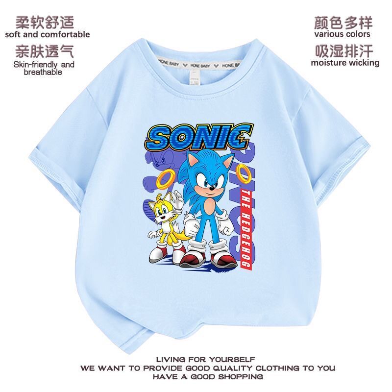 Sonic Kidsren's Short-Sleeved T-Shirt Sonic Clothes Cotton Summer Tops Boys' Super Sonic Mouse Sonic Kid Clothing Sonic Kidsren's Short-Sleeved T-Shirt Sonic Clothes Cotton Summer Tops Boys' Super Sonic Mouse Sonic Kid Clothing