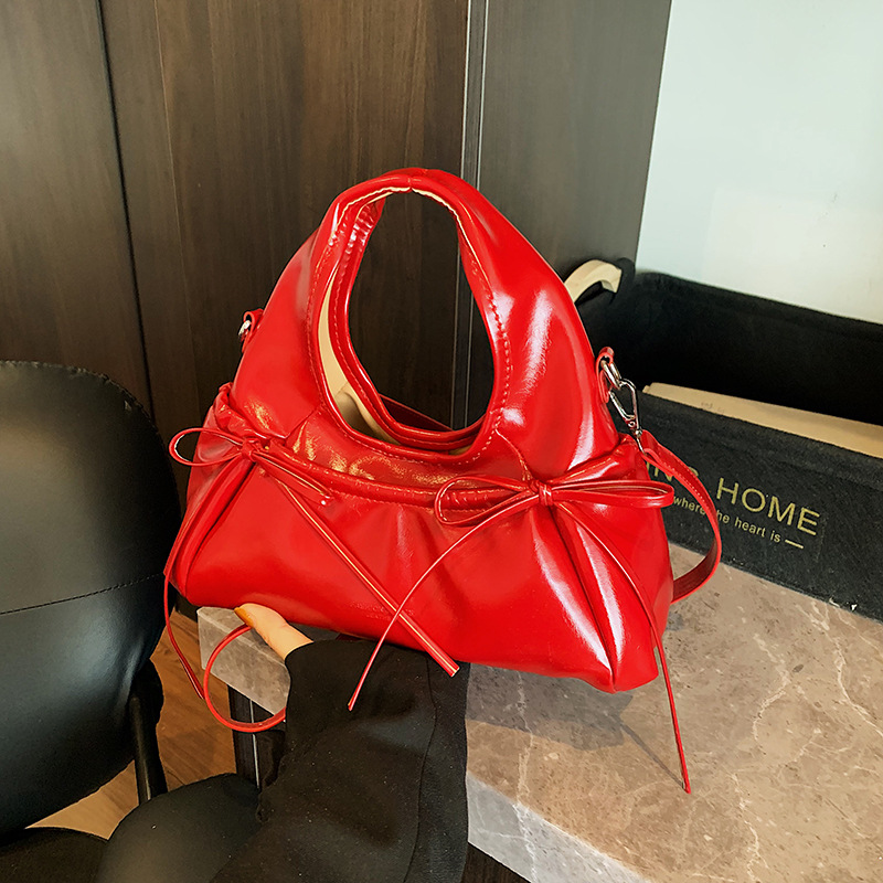 Bolso de moda coreano 2025 verano nuevo bolso femenino lindo lazo bolso de hombro casual letra bandolera