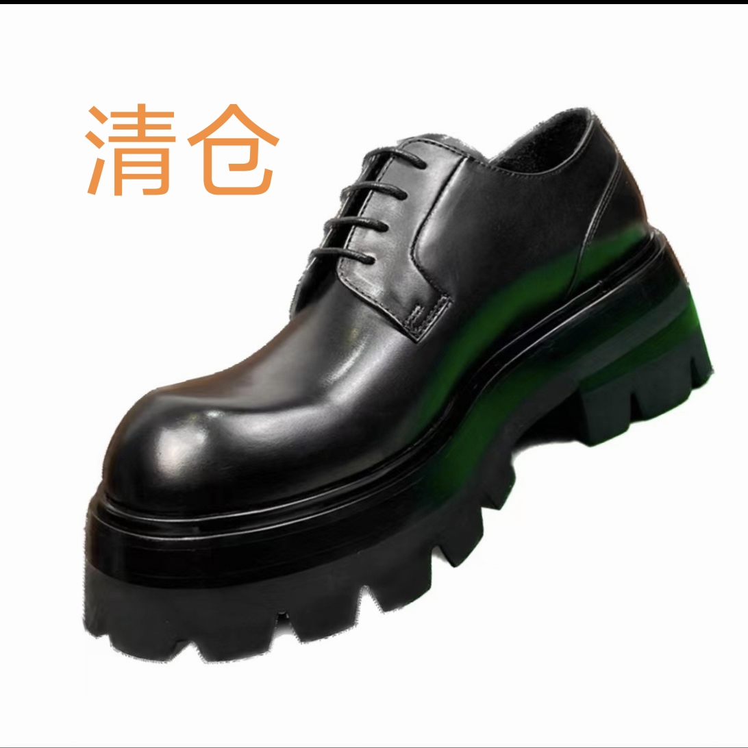 Zapatos Derby con Suela Gruesa y Elevada Estilo Celebridad para Hombre, Zapatos de Cuero de Alta Gama con Punta Redonda, Zapatos Formales de Negocios para Caballeros.