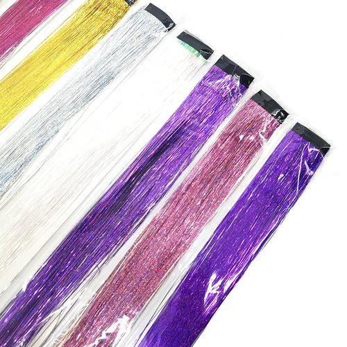 European and American laser hair clip BB clip golden wire wig shiny seven-color hair extension colorful golden wire colorful bright 