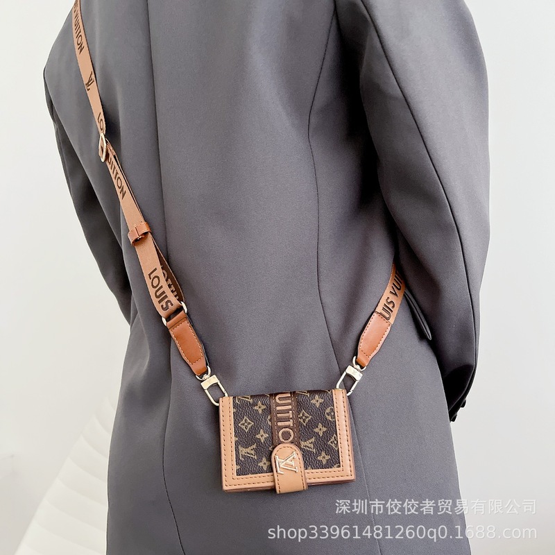欧美格子适用工作证银行卡挂脖工牌门禁卡套皮质斜挎挂绳男女挂脖|undefined