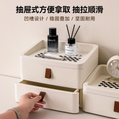 玄関デスクトップ収納ボックス装飾品大容量玄関キー収納ラックライト高級クリームスタイル引き出し型収納ボックス